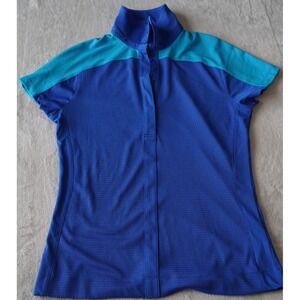 Callaway Polo Shirt‎ Top Snap Button Women's Small Short Sleeve Blue/aqua